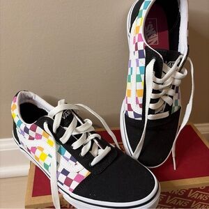 Vans Black and Multicolor Checkered Sneakers